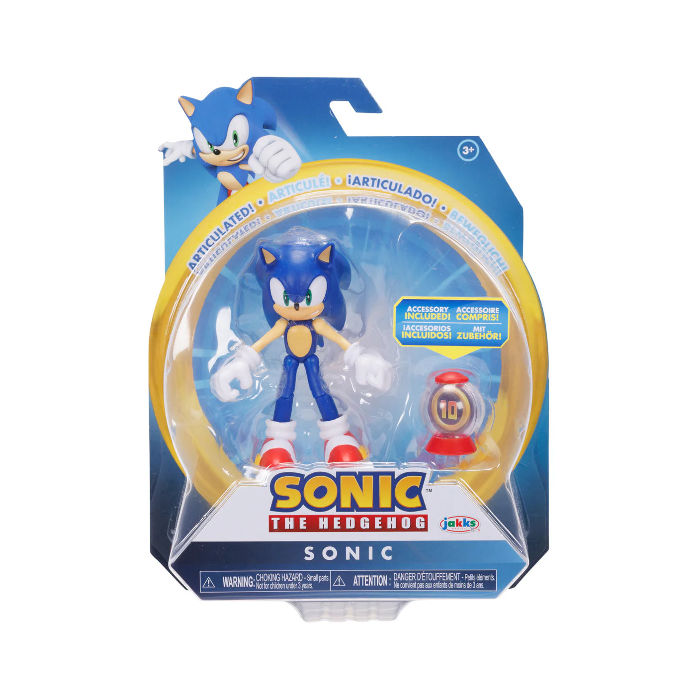 Jakks Pacific Sonic The Hedgehog 4" Sonic with 10 Rings Powerup Figure
