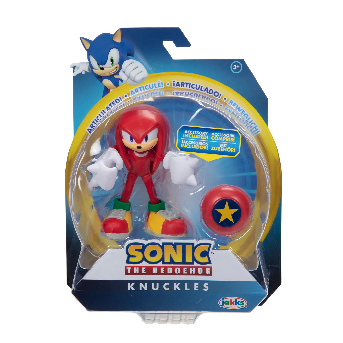 Jakks Pacific SONIC THE HEDGEHOG KNUCKLES 4" WITH STAR SPRING ARTICULATED ACTION FIGURE