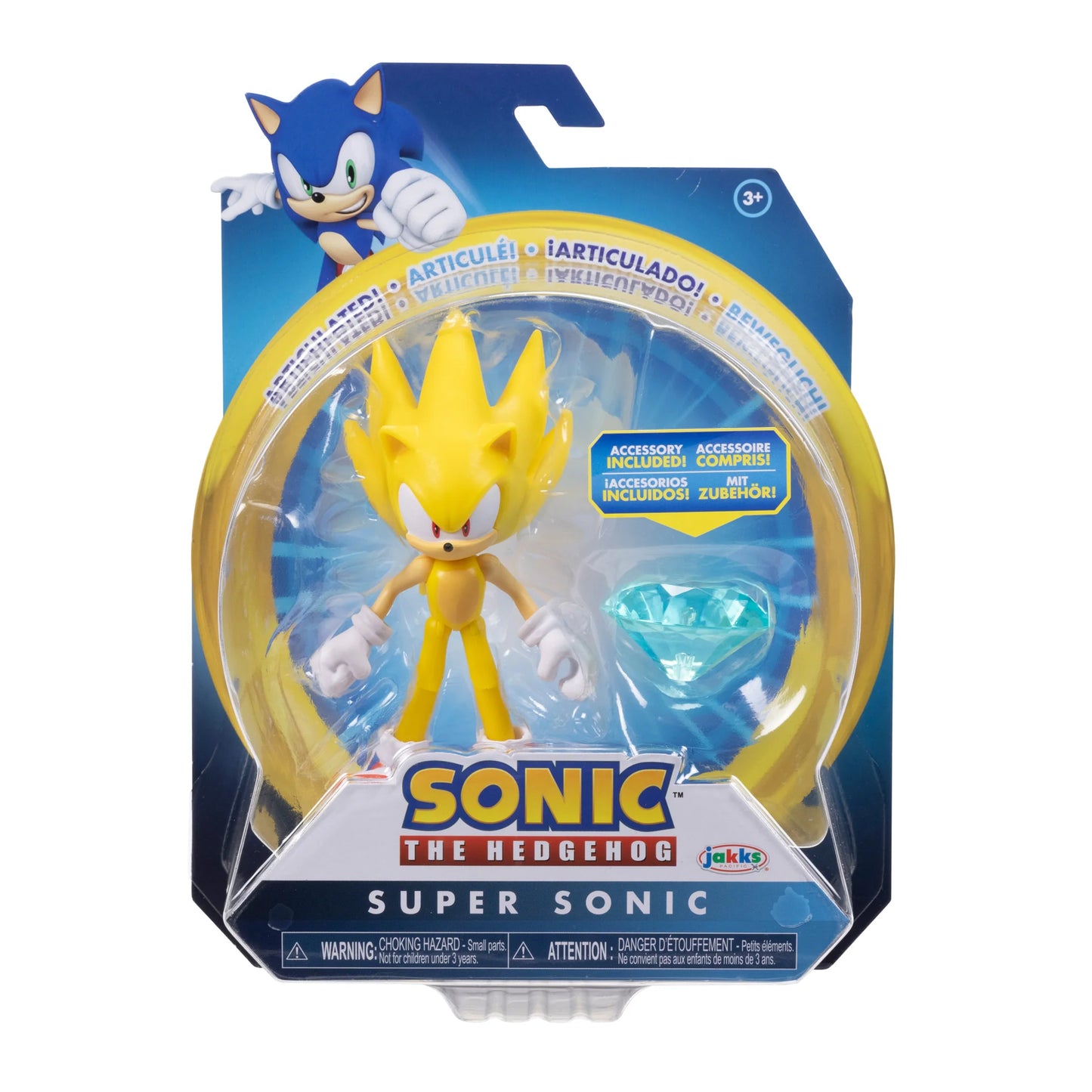 Sonic the Hedgehog 4” Super Sonic with Chaos Emerald Action Figure