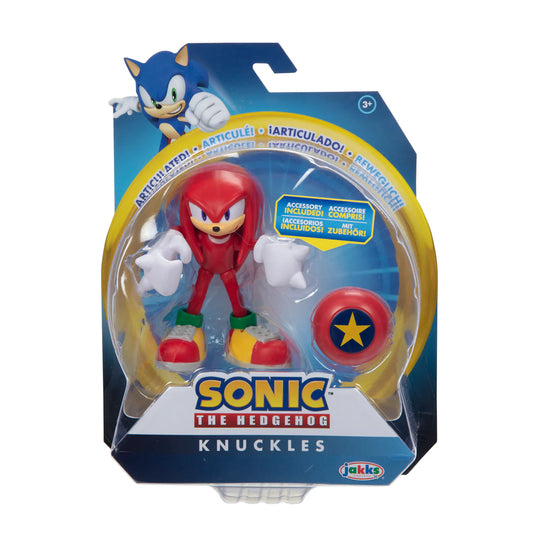 Jakks Pacific SONIC THE HEDGEHOG KNUCKLES 4" WITH STAR SPRING ARTICULATED ACTION FIGURE